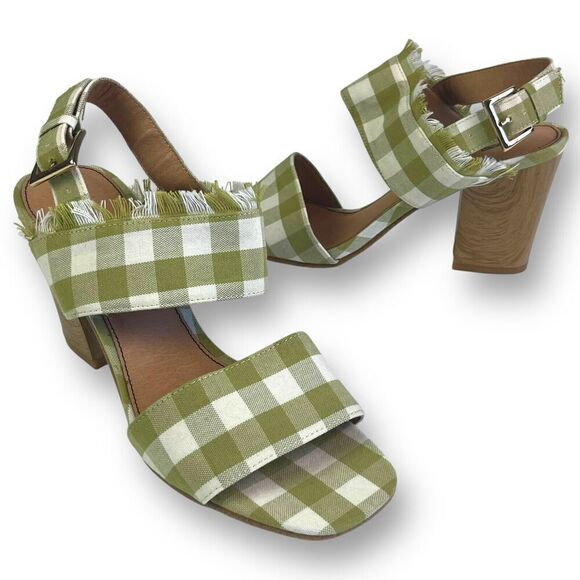Anthropologie Matiko Teegan Slingback Shoe 39 8.5 Sandal Plaid Fringe Preppy - Picture 5 of 14